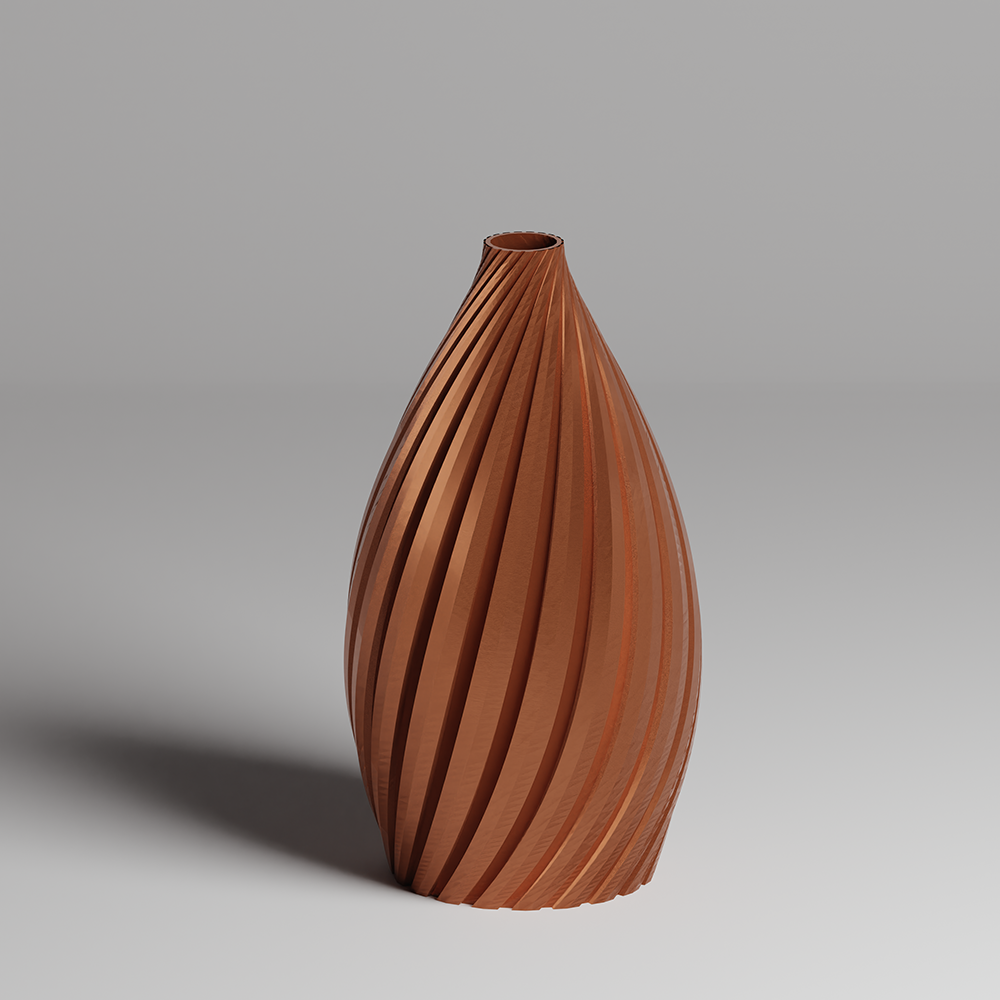 Brown textured vase on a gray background