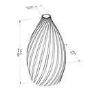 Technical drawing of a hair extension with dimensions labeled