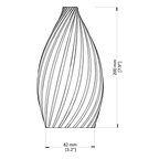 Line drawing of a decorative vase with dimensions labeled