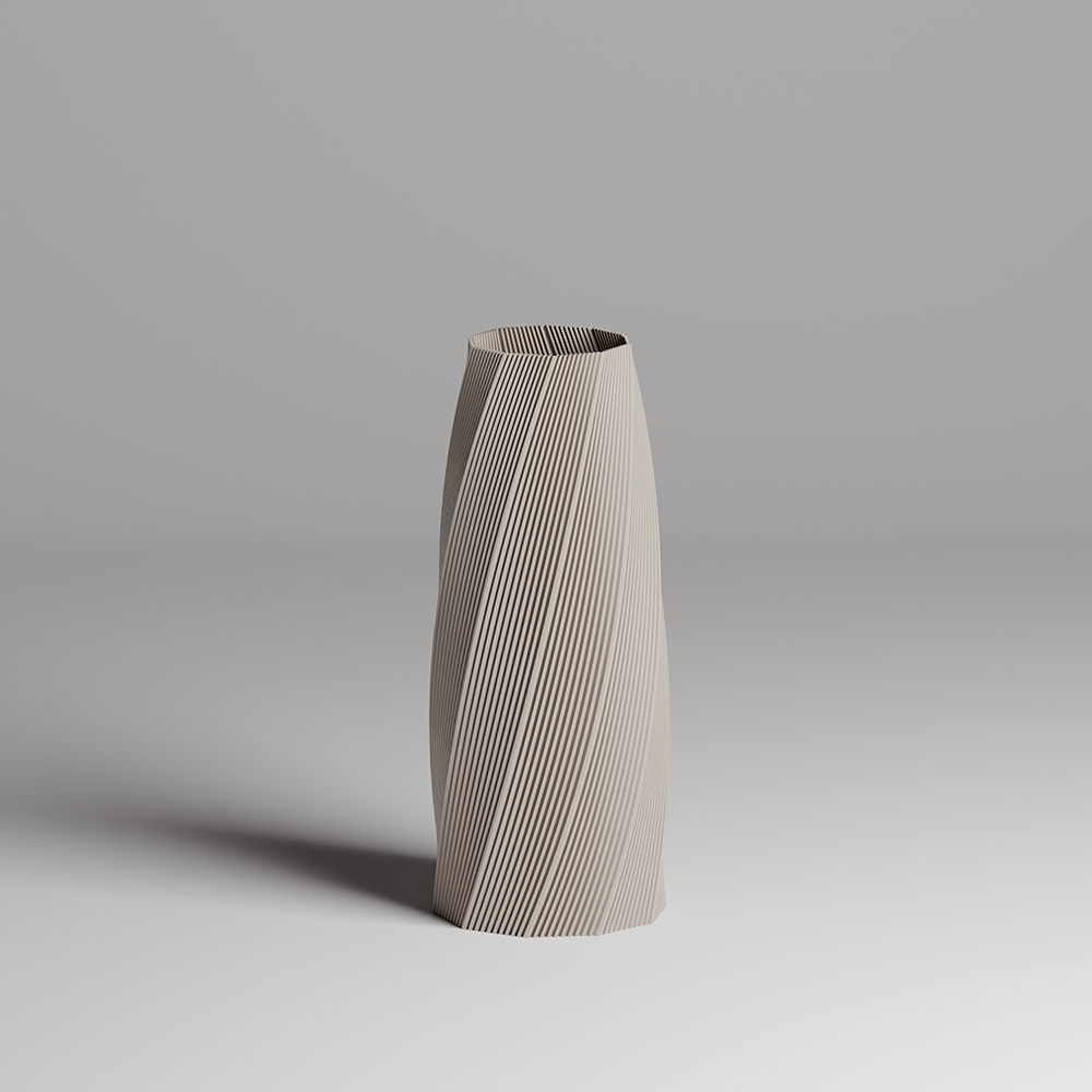 Textured vase on a gray background