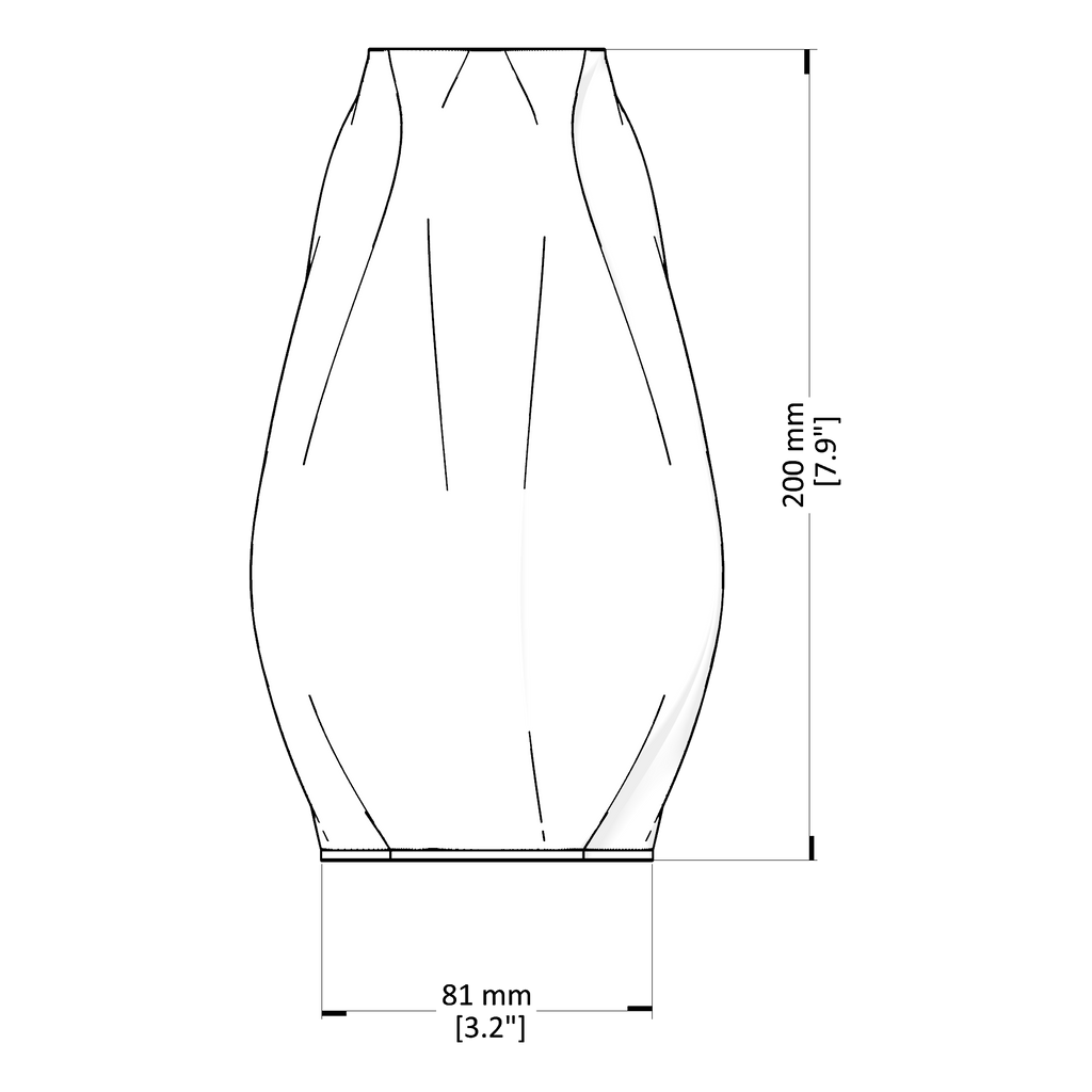 Technical drawing of a skirt with dimensions on a white background
