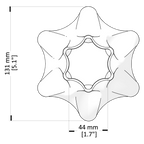 Star-shaped object with measurements on a white background