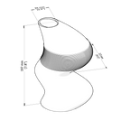 Technical drawing of a cylindrical object with dimensions labeled