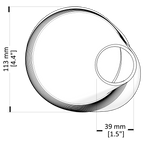 Measurement diagram of a circular object with dimensions labeled