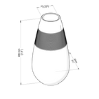 Technical drawing of a cylindrical object with dimensions labeled