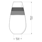 Technical drawing of a cylindrical object with dimensions labeled