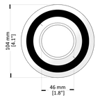 Diagram of a circular object with dimensions labeled