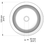 Circular component with dimensions labeled on a white background