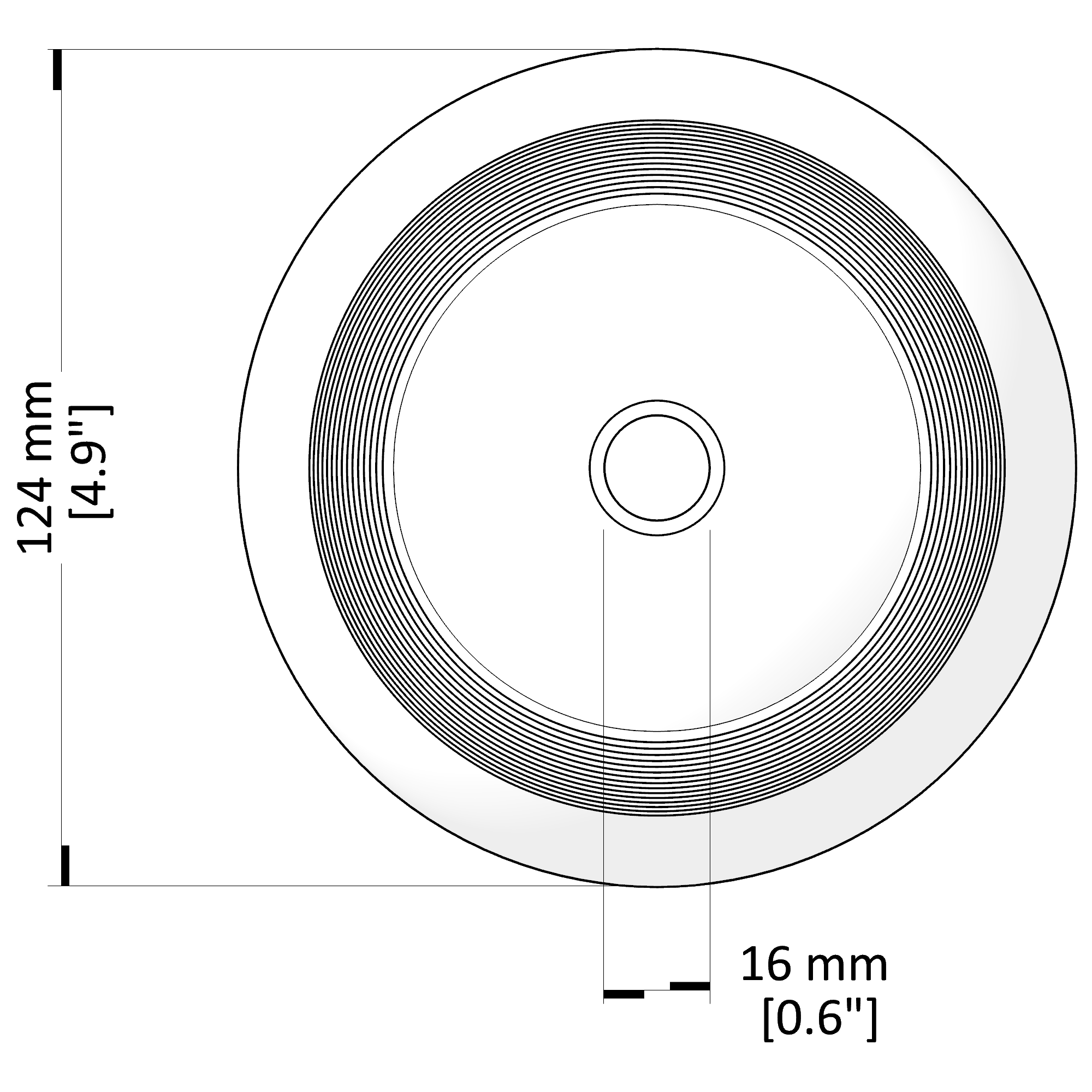Circular component with dimensions labeled on a white background