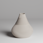 Gray ceramic vase with textured design on a gray background