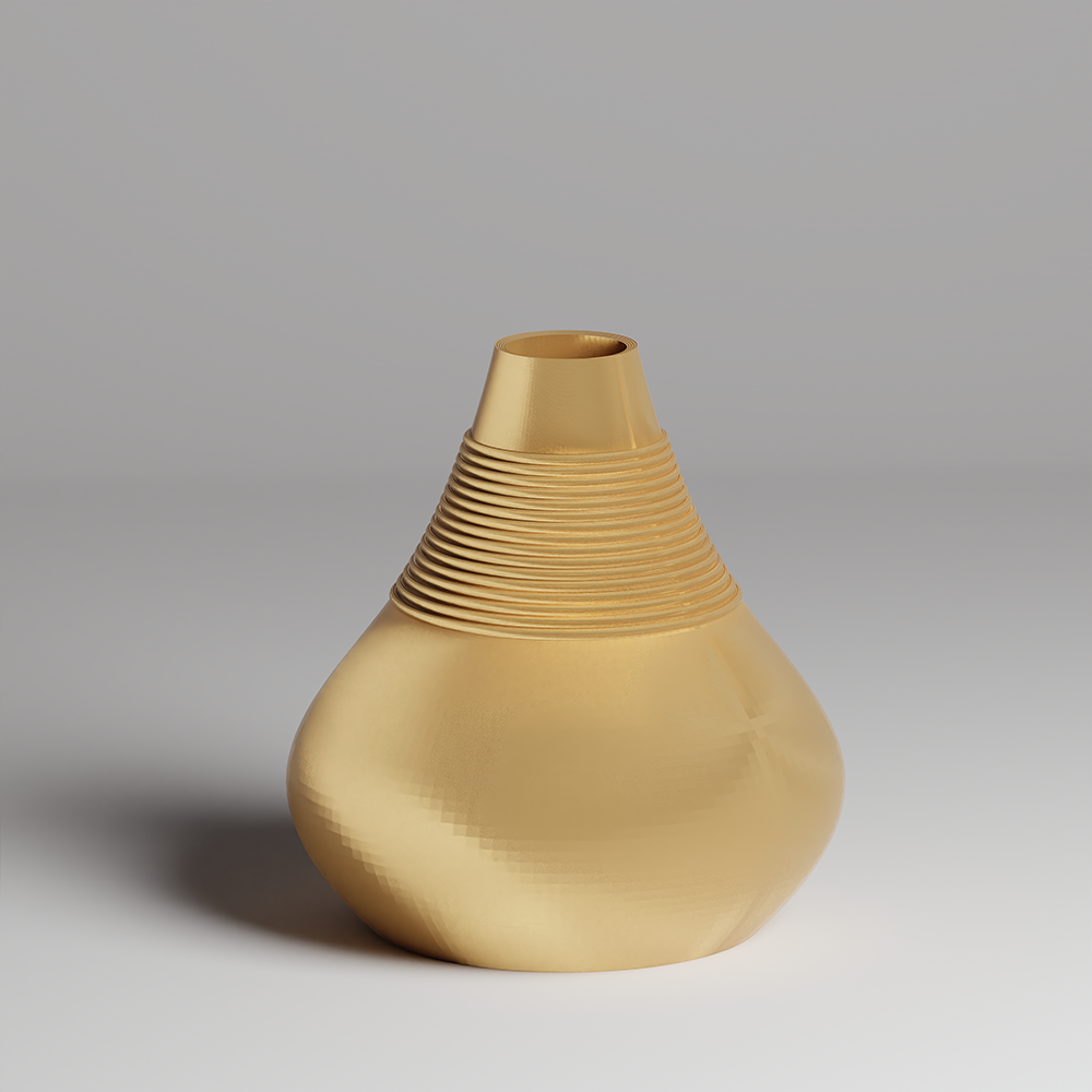 Gold textured vase on a gray background