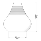 Technical drawing of a vase with dimensions labeled