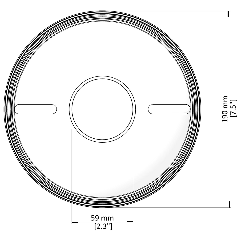 Technical drawing of a circular metal component with dimensions
