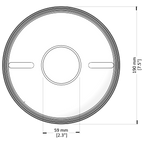 Technical drawing of a circular metal component with dimensions