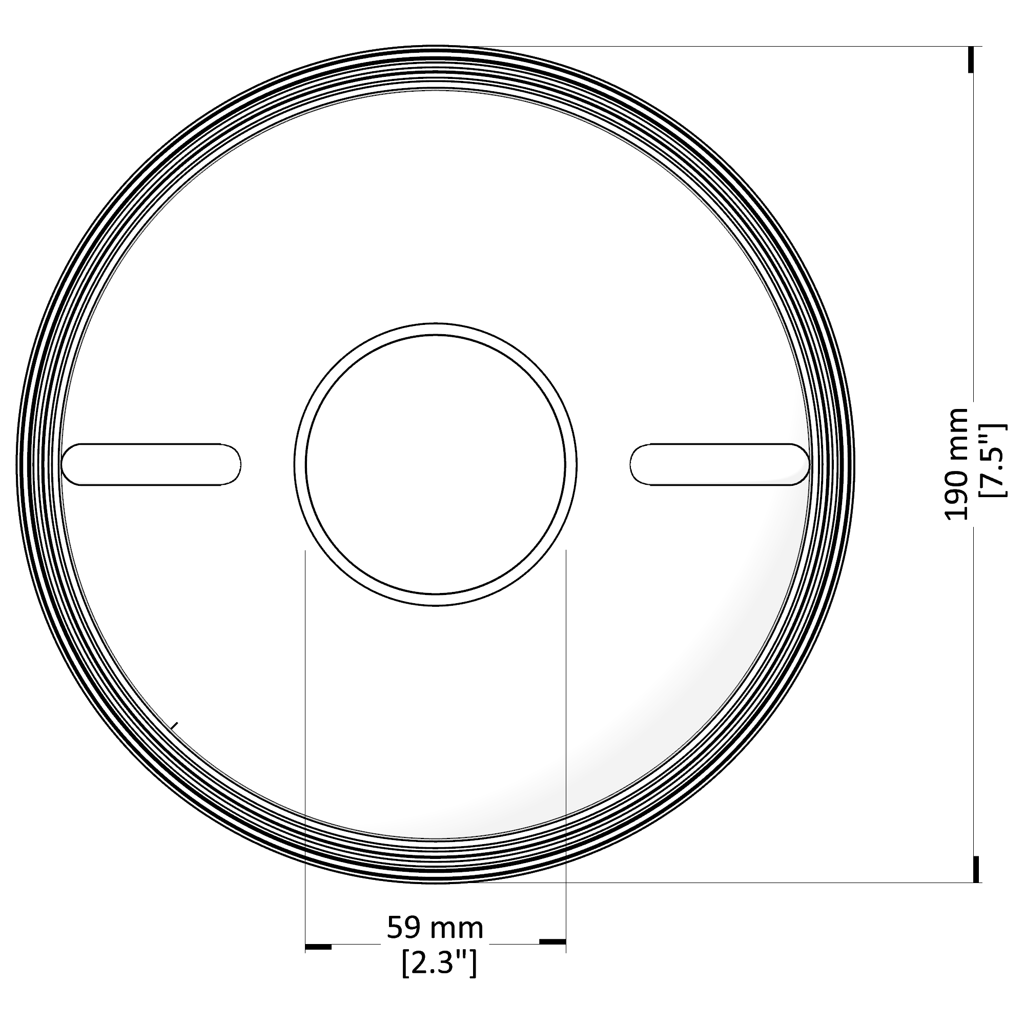 Technical drawing of a circular metal component with dimensions