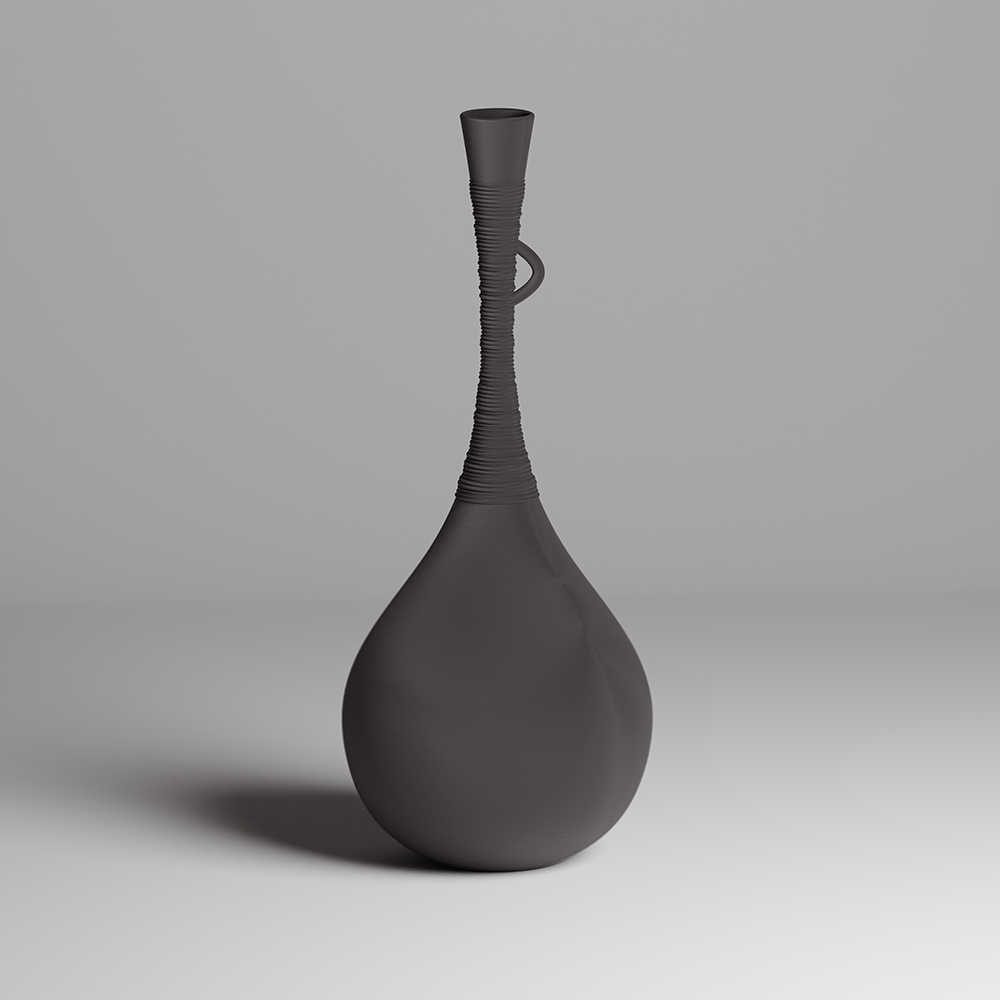 Dark gray vase on a light gray background
