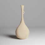 Beige vase with a textured design on a gray background