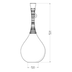 Line drawing of a vase with dimensions on a white background