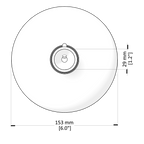 Measurement diagram of a circular object with dimensions labeled