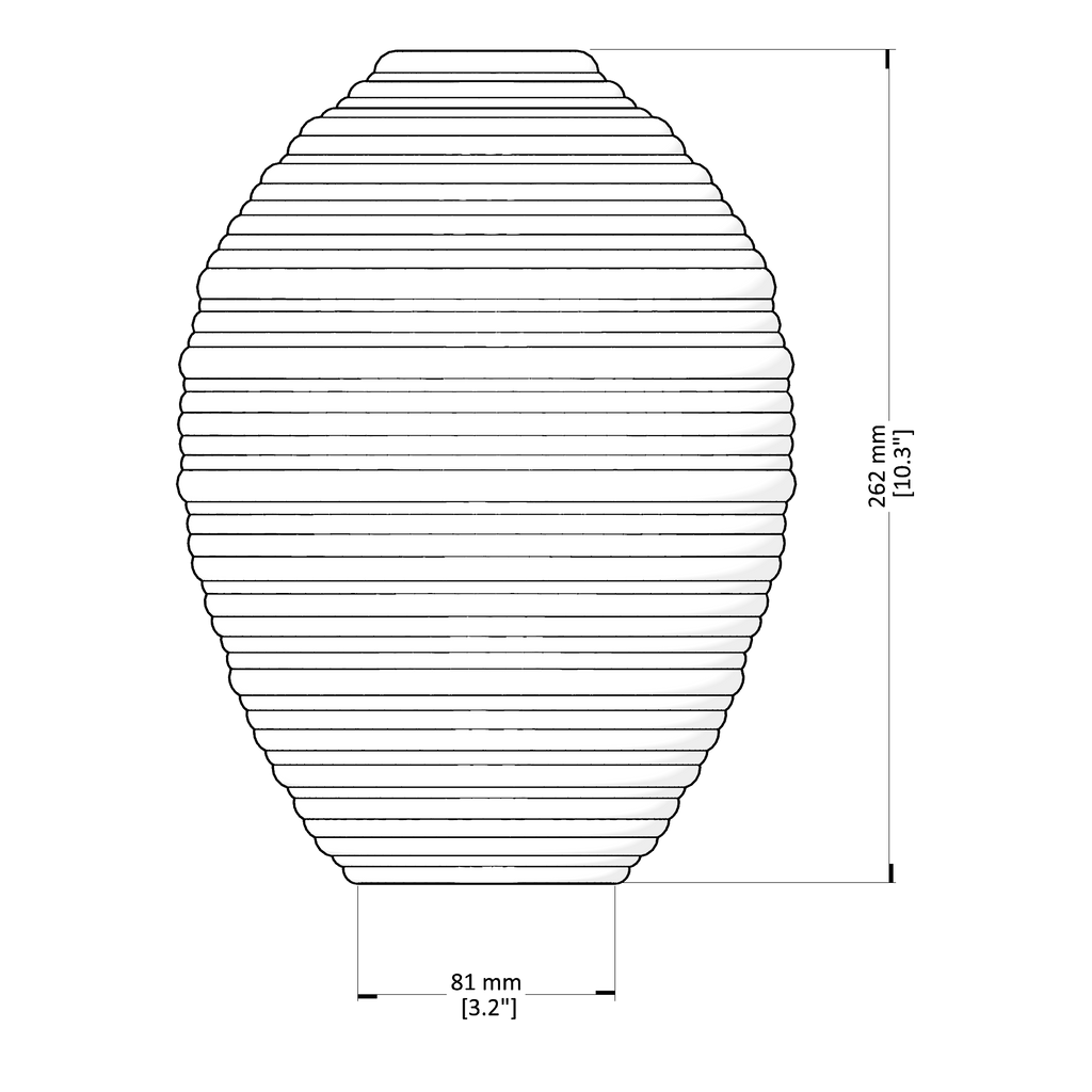 Technical drawing of a cylindrical object with dimensions