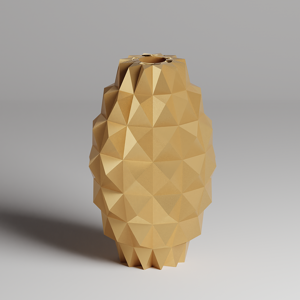 Geometric brown vase on a gray background