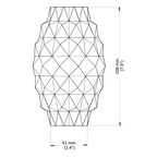 Geometric vase design with measurements on a white background