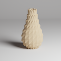 Beige geometric vase on a gray background