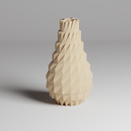 Beige geometric vase on a gray background