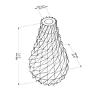 Technical drawing of a geometrically shaped object with dimensions