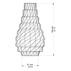 Technical drawing of a geometrically patterned object with dimensions