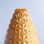 Geometrically patterned vase with a soft focus background