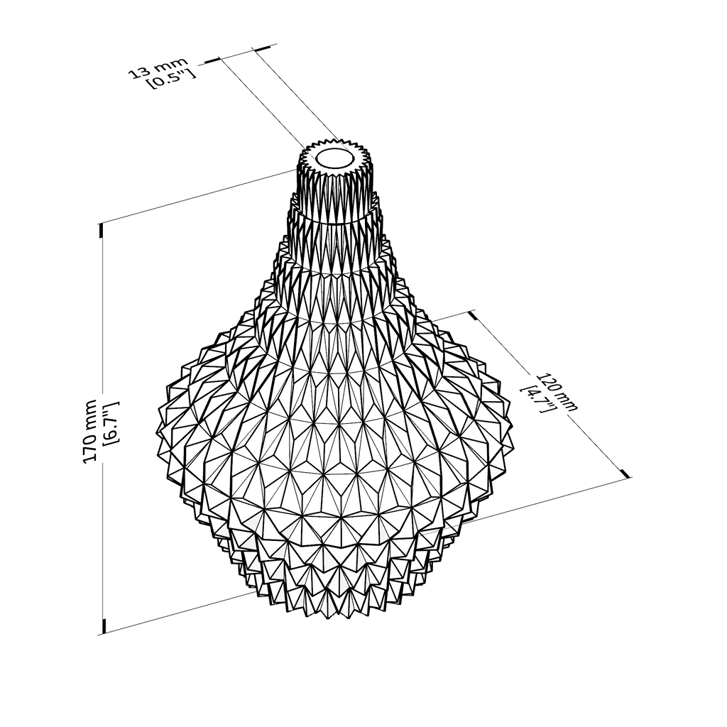 Technical drawing of a geometrically shaped object with dimensions