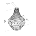 Technical drawing of a geometrically shaped object with dimensions