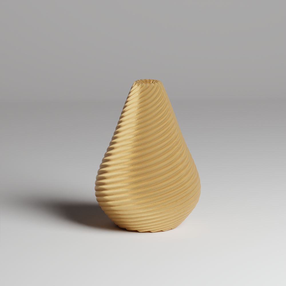 Golden textured vase on a gray background