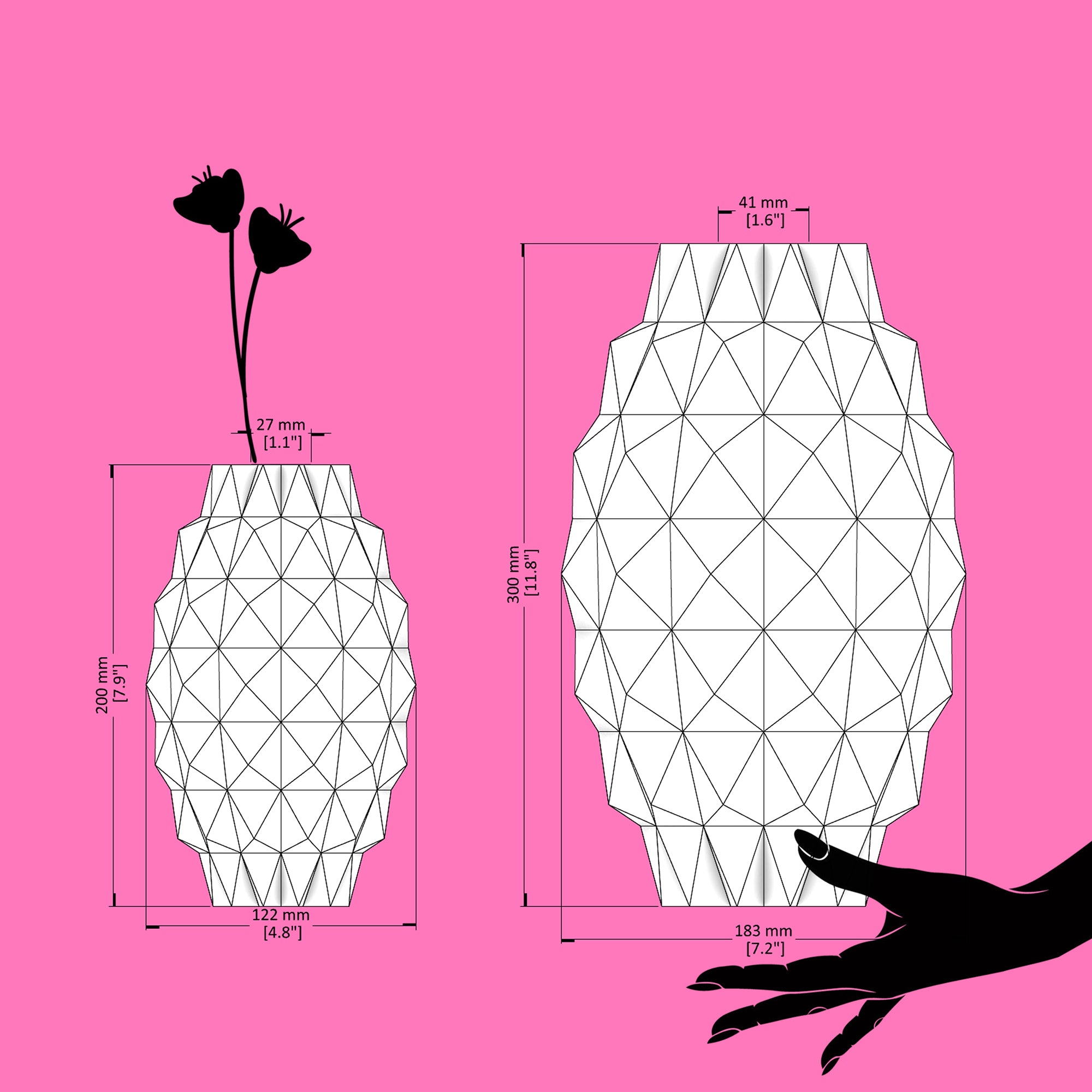 Pina - Geometric 3D Printed multi-color Vase